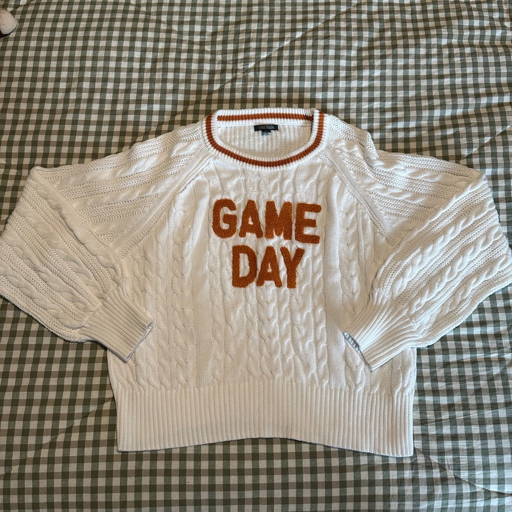 Wild Fable White Sweater with Orange 'Game Day' Design